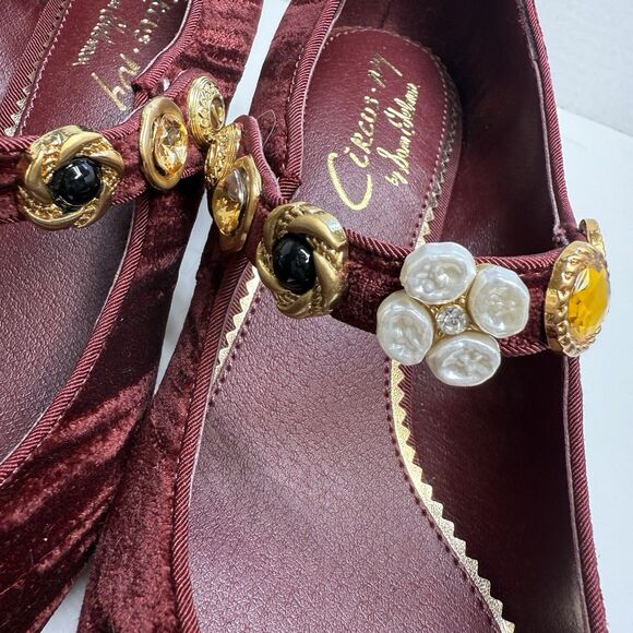 Circus NY By Sam Edelman Elaine Chianti Red Velvet Mary Jane Shoes Sz 7.5 New - Picture 10 of 10